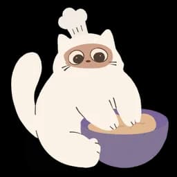 Maskot Dou Donut sedang membuat adonan